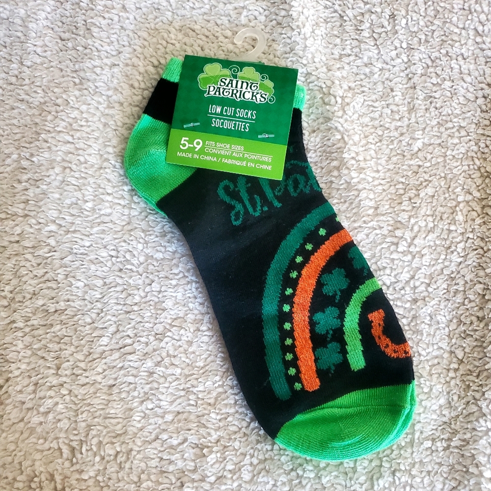 St Patricks Green Black Low Cut Socks